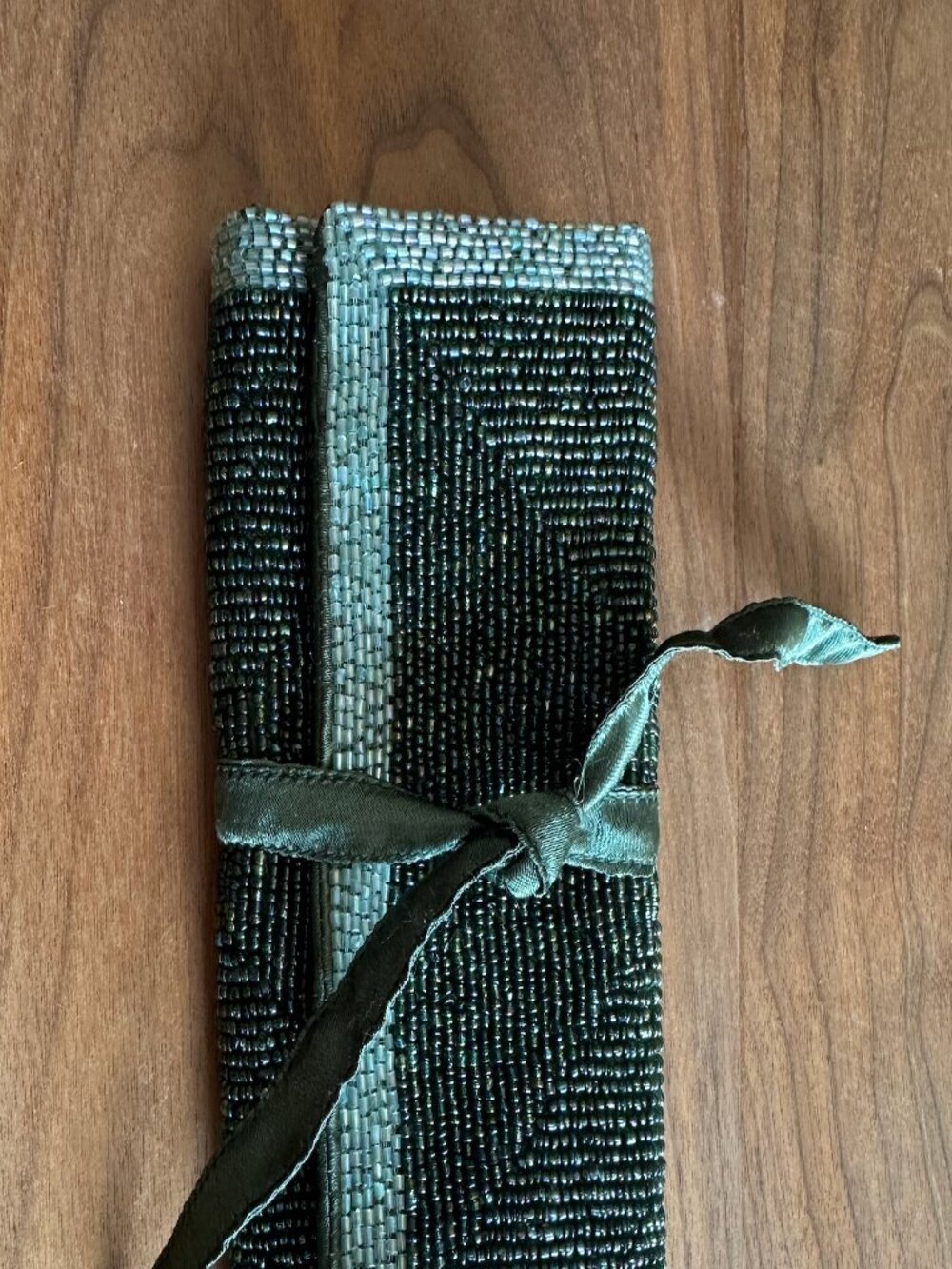 Vintage Beaded Roll Up Makeup Bag